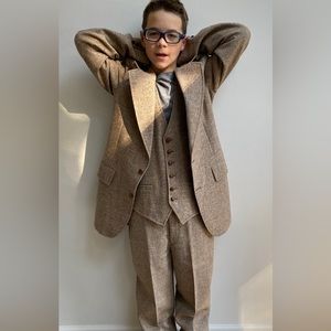 Vintage John Weitz Vested Wool Tweed Suit!!